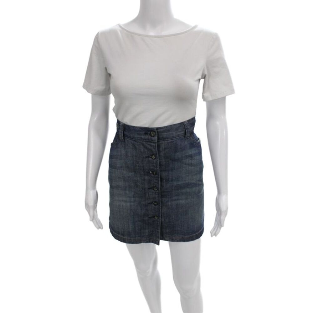 RVCA Womens Denim Mini Skirt Blue Button Casual Size 29